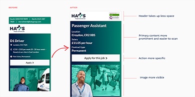 Improved landing page design with primary content more prominent and easier to scan.